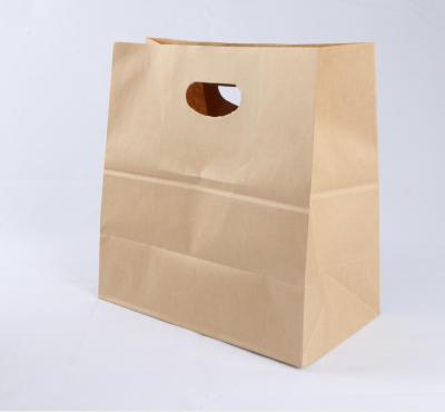 China Recyclable Custom Eco Friendly Brown Die Cut Kraft Paper Packaging Tote Bag for sale