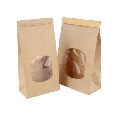 China Recyclable Custom Wholesale Portable Kraft Paper Bread Packaging Bag With Window for sale