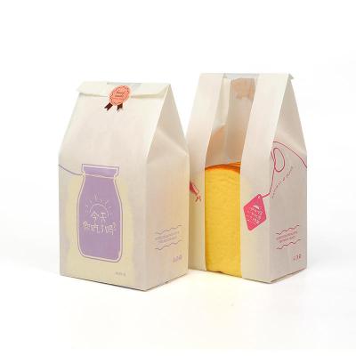 China Disposable Customized Greaseproof Logo Toast Bread Kraft Paper Bag With A Clear Window for sale