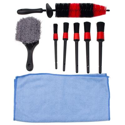 China Cleaning Wheel Rim Tire Brush Kit Wire Car Care Clean Brush 8Pack Tire Rims Sweep Car Wash Kit Car Detailing Set Washing Tool Kit for sale