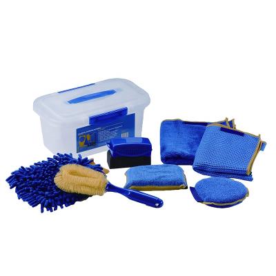 China Free-Scratch Car Cleaning Factory Kit Car Wash Kit with Soft Microfiber Cloth Towels Wax Pad Sponge Car Wheel Brush for sale