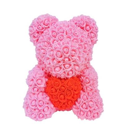 China Hot Sale 40cm Valentine Day Heart-Shaped Bear Flower Rose Teddy Bear With Gift Box From Ammy Good Quality for sale