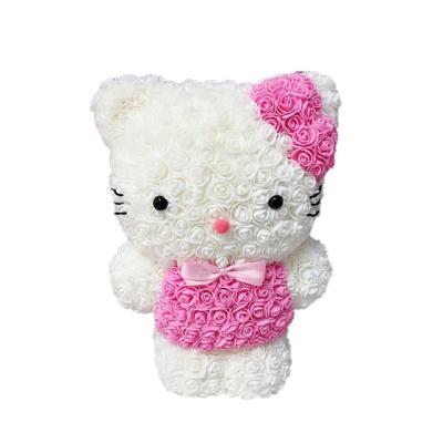 China Foam Rose Artificial Foam Flower Standing Kitty For Gift Rose Hello Kitty 50cm Ammy Wholesale Price Good Quality for sale