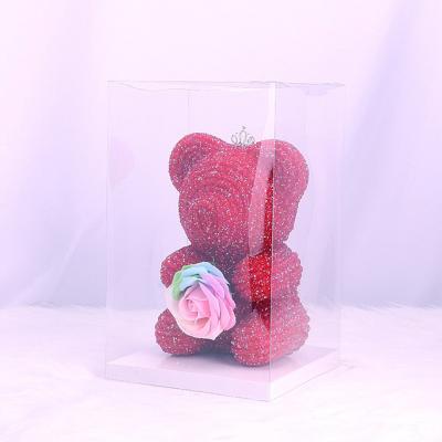 China Valentine's Day Gifts Ammy 22cm New Modern Design Rose Teddy Bear Rose Bear Mother Day Gifts Bear Rose Flower Soap Gift Box for sale