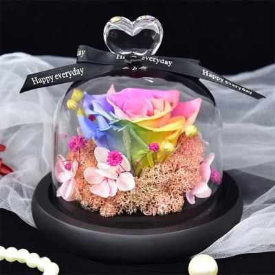 China Simple Weddings Decoration Ammy Small Peach Heart Rose With Hydrangea In Glass Immortal Decorative Cover for sale