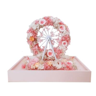 China Weddings Decoration Ammy Valentines Day Valentines Day Small Acrylic Ferris Wheel Decor Dried Forever Preserved Roses In Mirror Box for sale