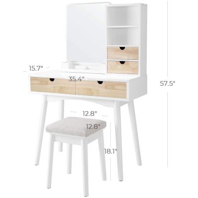 China (Other)Adjustable White Dressing Table With Stool And LED Lights With Drawers And Mirror Dresser Furniture Dresser Makeup Table for sale