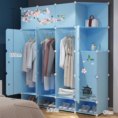 China New Cube Storage Cabinet Bedroom Closet Portable Chamber Wardrobe Kids Foldable Modular Plastic Foldable Wardrobe for sale