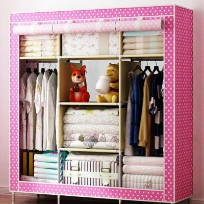 China (Size) Adjustable Cheap Folding Portable Plastic Cloth Cabinet Assemble Non Woven Fabric Closet Wardrobe for sale