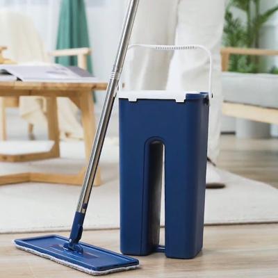 China 360 Floor Mop Microfiber Bucket Mop Floor Cleaning Sustainable Magic Flat Mop With Bucket for sale