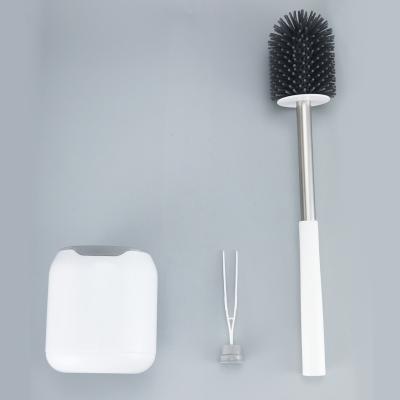 China Modern Deep Cleaning Ceramic Toilet Brush Silicone Flushable Toilet Brush Wall Mounted For Bathroom for sale