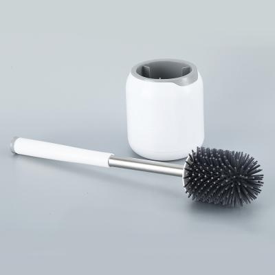 China Wholesale Modern Silicone Toilet Reading Brush Bathroom Rotating TPR Toilet Brush Gray for sale