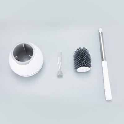 China Free Sample Modern Silicon Toilet Brush and Holder Set High Quality Silicone Toilet Brush Holders for Cleaning for sale