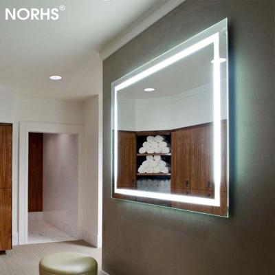 China Wholesale Custom Bathroom Fashion Lamp Bright Frameless Intelligent Led Rectangular Glass Mirror For Hotel for sale