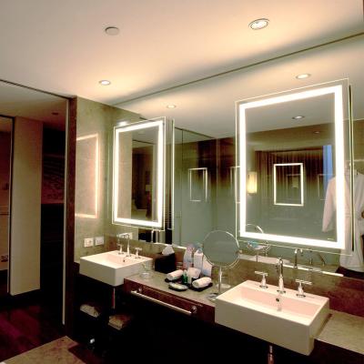 China Hotel Living Room Frameless Illuminated Custom Large Scale Rectangle LED Lighting Smart Mirror for sale