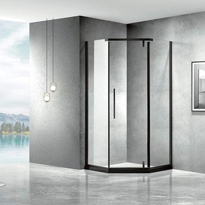 China Modern Sturdy Durable Transparent Frame Rectangle Black Bathroom Glass Shower Door for sale