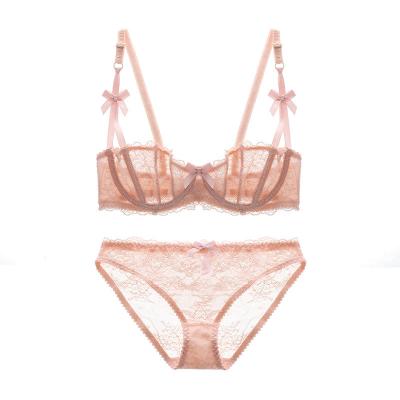 China Women breathable bra and panty sets transparent fashion sexy lacebra sets women sexy underwear for sale