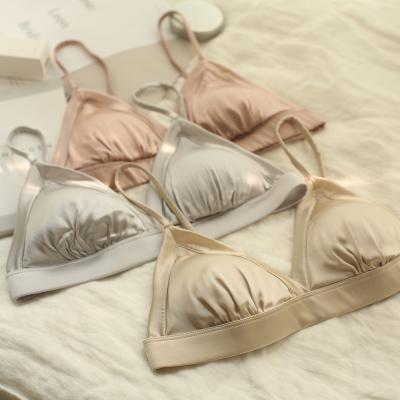 China QUICK DRY sexy lingerie ladies sexy lingerie v-neck bra women's main cup silk thin underwear with thin pads for sale