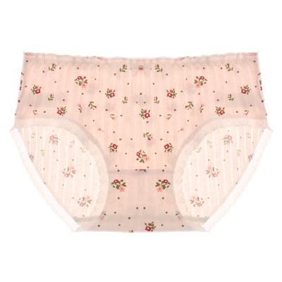 China Simple and cute antibacterial girly underwear with lace edges, soft, skin-friendly, comfortable, high-stretch and quick-drying briefs for sale