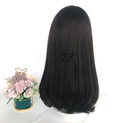 China No Layer 100% Virgin European Straight Human Hair Color #2 Dark Brown Swiss Lace Front Kosher Wig for sale