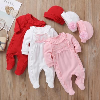 China 2020 Infant Rompers Baby Girl Hat Kids Overalls Polyester/Autumn Winter Hot Selling Cute Long Sleeve Cotton Toddler One Piece Clothing for sale