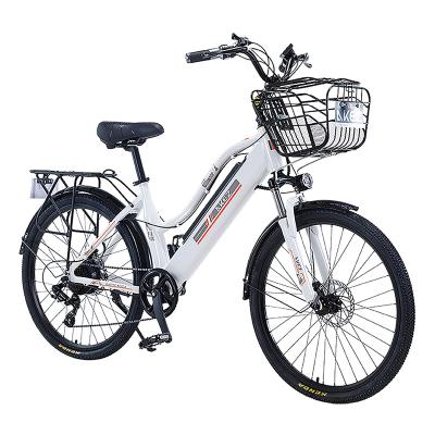 China AKEZ 26 Inch Aluminum Alloy Fatigue 36V 350W 10AH 7S Aluminum Alloy Frame City Electric Bicycle Custom Made For Women for sale