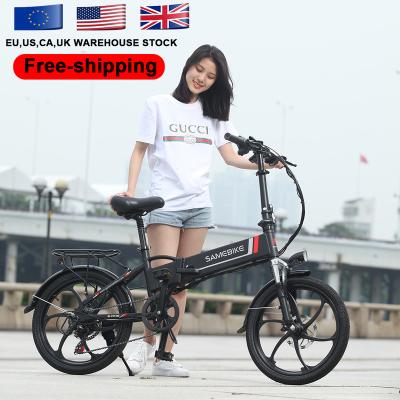 China Aluminum alloy US warehouse 20inch city ebike 48V 350W foldable removable battery ebike electric bicycles for sale