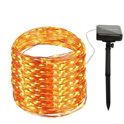 China Decorative Christmas Lighting 100/200/300 LED Strip Fairy Lamp Outdoor Waterproof Led Solar Copper Light for sale