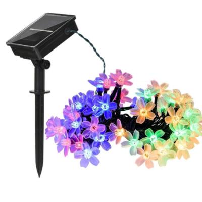 China Christmas Lighting RGB 50 LED Solar Powered Outdoor Flower String Lights Solar Panel Fairy Lights Decorative Christmas String 2 Modes for sale