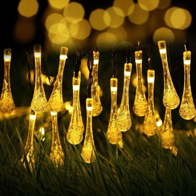 China Decorative Christmas Lighting Led Solar Christmas Light Outdoor Waterproof Holiday Decoration 7M String Lights Raindrop Garden Lighting Fairy Lights for sale