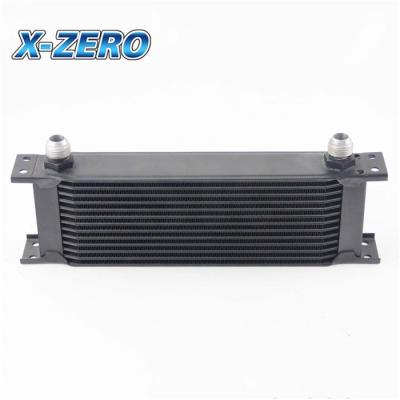 China Stacked Plate Type Oil Cooler , Universal 13 Row Oil Cooler 248mm AN10 Black / Silver for sale