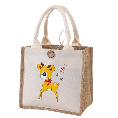 China Lady Handbags Tote Bag Women Logo Custom Printed Canvas Cotton Storage Lunch Box Cute Large Capacity Shoulder Bag for sale