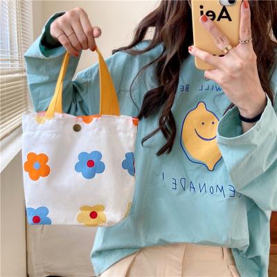 China Lady INS cotton fabric literary handbags new bag mini canvas bag female students shoulder handbag and wholesale manufacturers for sale