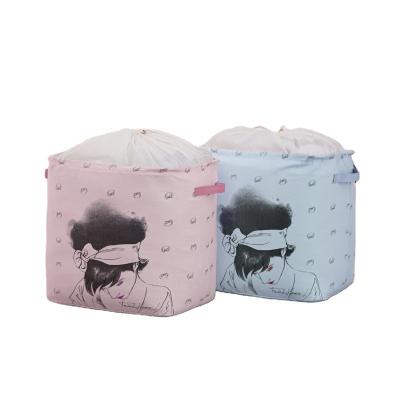 China Custom Folding Blankets Clothes Closet Organizer Home Quilt ECO Cotton Canvas Storage Bag for sale