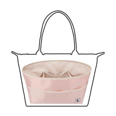 China Satin Cloth Tote Bag Base Shaper For Long Champbag Handbags Pinch Organizer Insert Bags for sale