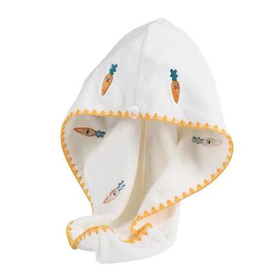 China Sustainable Reasonable Price Drying Hood Towel Cartoon Embroidery Quick Dry Hair Hat for sale