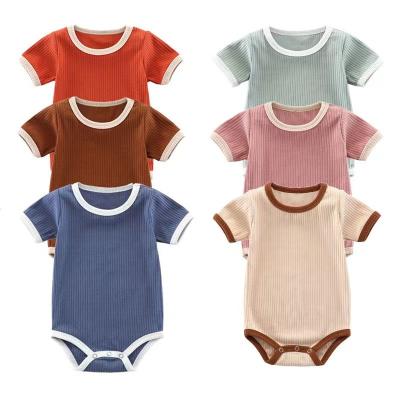 China Comfortable Breathble Baby Spring and Summer Romper Baby Fart Clothes Stitch Band Ribbed One Piece Triangle Romper Newborn Baby Fart Clothes for sale