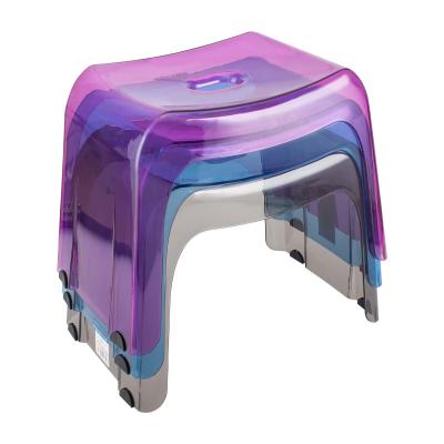 China Durable Foldable, Sturdy, Grid Square, Stackable, Colorful Crystal Plastic Stool, Household Hot Sale for sale