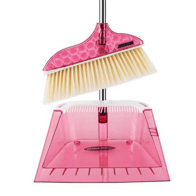 China Durable Household Cleaning Plastic Material Long Handle Broom And Windproof Dustpan Set for sale