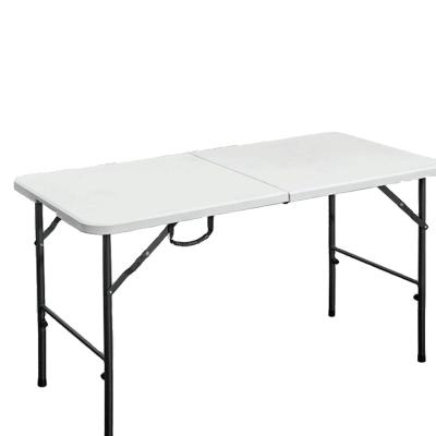 China 4' Easy Carry Cheapest Blow Molding Folding Table Outdoor Plastic Folding Table With High Quality On Sale for sale