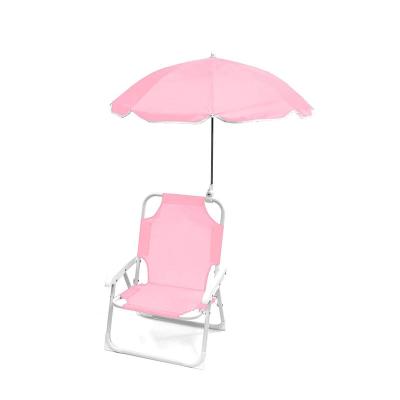 China Modern Hot New Design Kids Folding Lightweight Metal Frame Outdoor Beach Camping Chair With Umbrella 2021 for sale