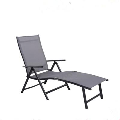 China Durable Outdoor Beach Yard Luxury Aluminum Pool Folding Chaise Lounge Chair Recliner Outdoor Patio, Gray for sale