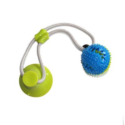 China 2021 New Style Viable Durable Molar Bite TPR Ball Dog Suction Cup Toy Missing Food Dog Chew Toy With Rope for sale