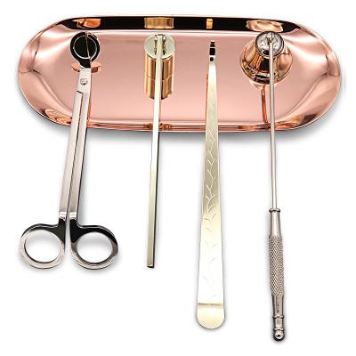 China Wholesale 4 Cutting Candle In 1 Accessories Customized Trimmer / Sniffer / Plunger / Candle Care Kit Scissor Wick Tray Candle Scissor Set for sale