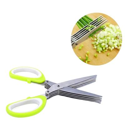 China 5 Layer Stainless Steel Kitchen Scissors Universal Cut Cut Onion Double Blade Herb Hopped Green Onion Kitchen Scissors for sale