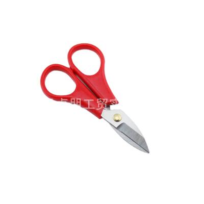 China Universal cut multi-function type red plastic single push fishing line 4 inch student beak scissors for children for sale