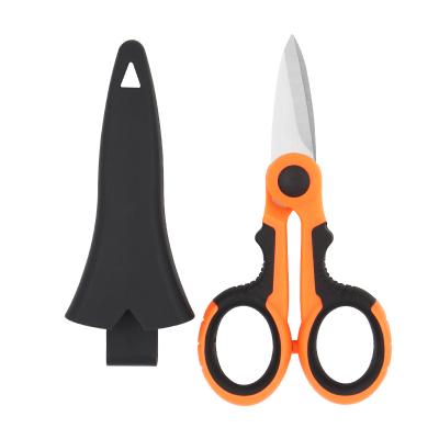 China Fishing ELECTRICIAN'S SCISSORS OEM/ODM Edge Braid Stainless Steel Scissor For Cutting Anti-Slip Serrated Fiber Optic Scissors for sale