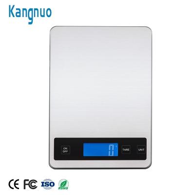 China Weight Measuring 5Kg 11Lb LCD Stainless Steel Scale Digital Kitchen Electronic Food Scale With Blue Backlight for sale