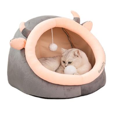 China Lovely Cute Nest Washable Viable Cat Cats Cage And Bed Cat Castle Bed Cartoon House Nest Pet for sale