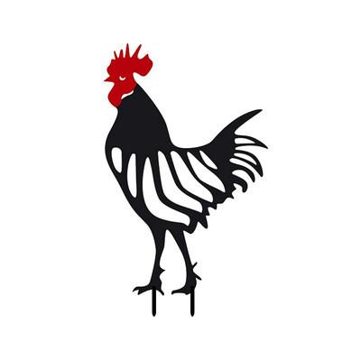 China Cavity Durable High Quality Black Acrylic Art Decor Chicken Garden Decoration Yard Animals Garden Decor Chicken for sale